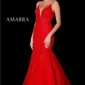Amarra Red Mermaid Gown Prom Dress size 12